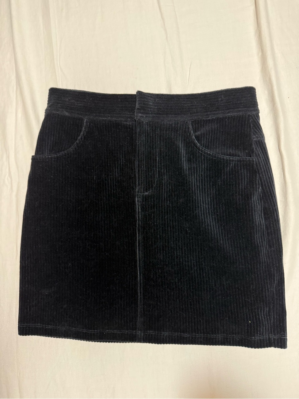 Gianni Bini Black Corduroy Mini Skirt with Front Pockets